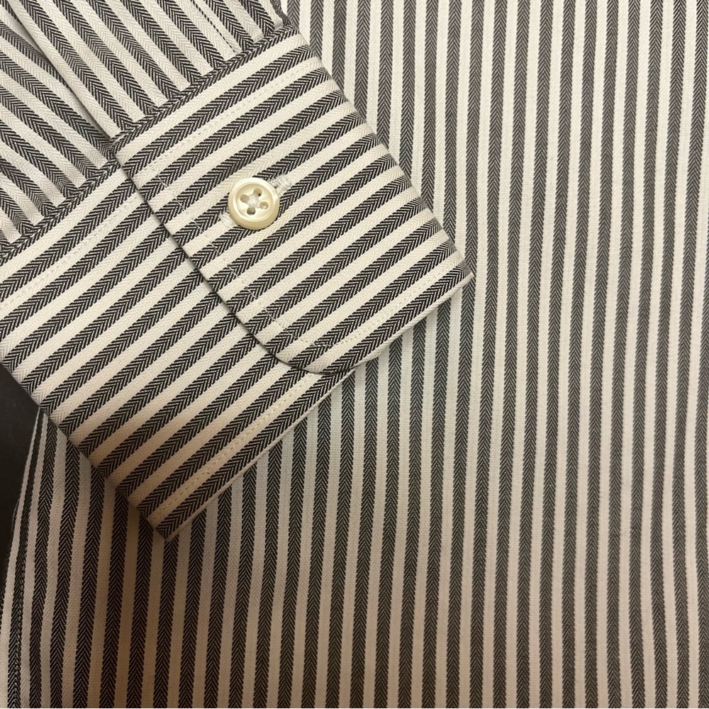 Polo Ralph Lauren Blue Label 15” Neck Slim Fit Gray/White Stripe Preppy Casual - Picture 5 of 9